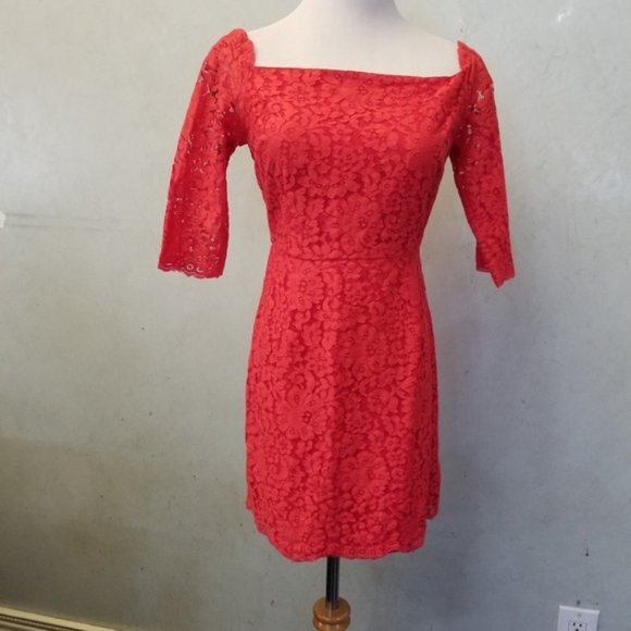 Marciano by Guess Red lace mini dress size 2 (S23) - Picture 2 of 6